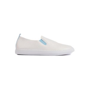 BÍLÉ DĚROVANÉ SLIP ON TENISKY 679BL Velikost: 40