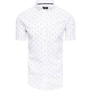 Bílá pánská košile se vzory a krátkým rukávem Dstreet KX1031 Velikost: 2XL