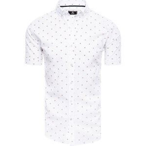 Bílá pánská košile se vzory a krátkým rukávem Dstreet KX1031 Velikost: XL