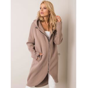 BÉŽOVÁ DLOUHÁ MIKINA NA ZIP RV-BL-4858-1.99P-DARK BEIGE Velikost: S/M