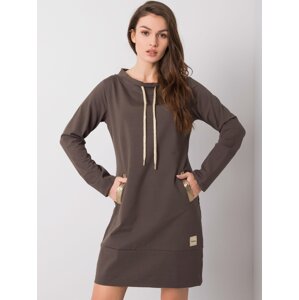 Khaki mikinové šaty s kapsami RV-SK-6067.15X-khaki Velikost: S/M