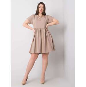 BÉŽOVÉ DÁMSKÉ BASIC ŠATY -RV-SK-6292.09P-BEIGE Velikost: 2XL