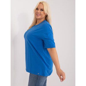 MODRÉ DÁMSKÉ BASIC TRIČKO S KRÁTKÝMI RUKÁVY RV-TS-6318.00X-BLUE Velikost: 2XL