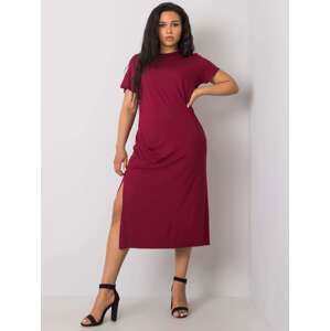 BORDÓ DÁMSKÉ BASIC MIDI ŠATY RV-SK-6637.13X-BORDO Velikost: 2XL