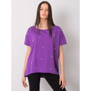 Fialové tričko s perličkami FA-BZ-7059.33P-violet Velikost: ONE SIZE