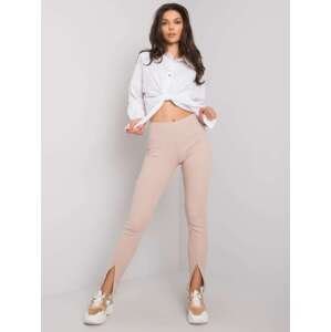 Béžové dámské kalhoty s rozparky RV-SP-7360.41X-beige Velikost: M