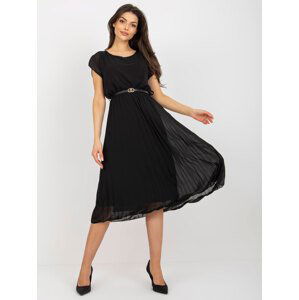 ČERNÉ PLISOVANÉ MIDI ŠATY DHJ-SK-8839-1.23X-BLACK Velikost: ONE SIZE