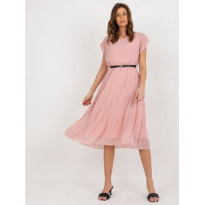 Světle růžové plisované midi šaty DHJ-SK-8839-1.23X-light pink Velikost: ONE SIZE