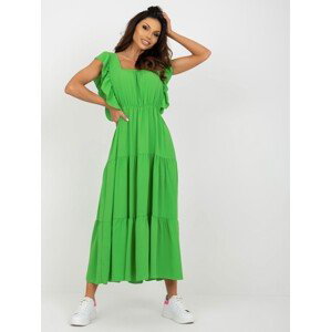Světle zelené midi šaty s volánky na rukávech DHJ-SK-8352.04-light green Velikost: ONE SIZE