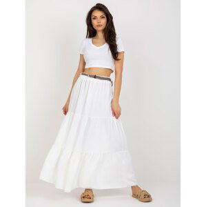 BÍLÁ VOLÁNOVÁ MAXI SUKNĚ DHJ-SD-8367.09-WHITE Velikost: ONE SIZE