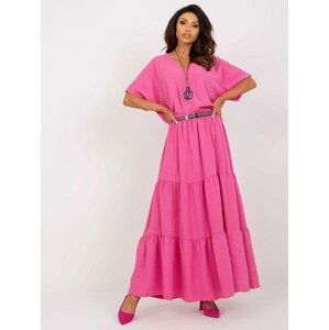 TMAVĚ RŮŽOVÁ VOLÁNOVÁ MAXI SUKNĚ DHJ-SD-8367.09-DARK PINK Velikost: ONE SIZE