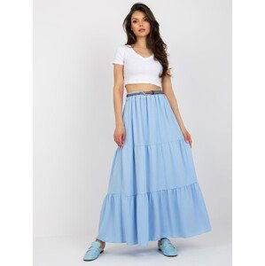 SVĚTLE MODRÁ VOLÁNOVÁ MAXI SUKNĚ DHJ-SD-8367.09-LIGHT BLUE Velikost: ONE SIZE