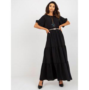 ČERNÁ VOLÁNOVÁ MAXI SUKNĚ DHJ-SD-8367.09-BLACK Velikost: ONE SIZE