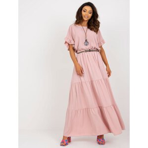 SVĚTLE RŮŽOVÁ VOLÁNOVÁ MAXI SUKNĚ DHJ-SD-8367.09-LIGHT PINK Velikost: ONE SIZE