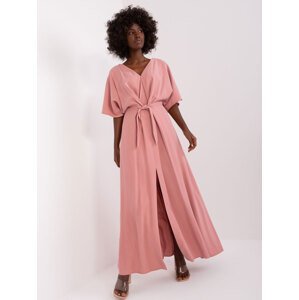 Růžové maxi šaty s rozparkem -CHA-SK-0608-1.68-dark pink Velikost: L/XL