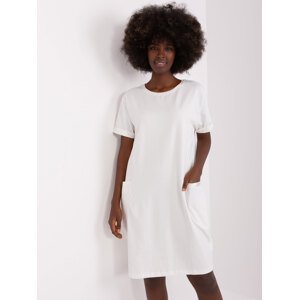 Smetanové šaty s kapsami RV-SK-8724.12-ecru Velikost: L/XL