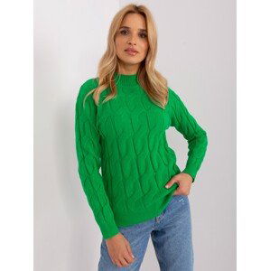Zelený teplý svetr s rolákem AT-SW-2235.00P-green Velikost: ONE SIZE