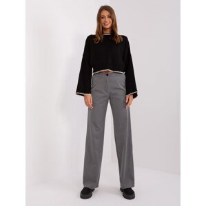 Šedé elegantní kalhoty s vysokým pasem LK-SP-509450.22-grey Velikost: 40