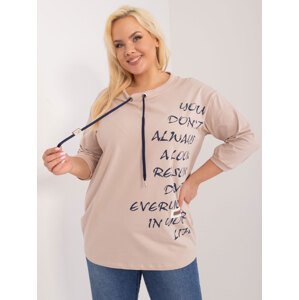 BÉŽOVÁ HALENKA S NÁPISY RV-BZ-9450.36-BEIGE Velikost: ONE SIZE