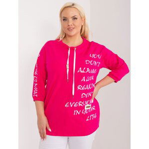 TMAVĚ RŮŽOVÁ HALENKA S NÁPISY RV-BZ-9450.36-DARK PINK Velikost: ONE SIZE