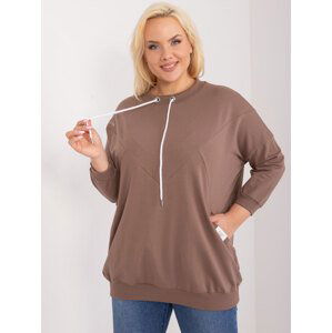 HNĚDÉ TRIČKO S ŠŇŮRKAMI A KAPSAMI RV-BZ-9337.43-BROWN Velikost: ONE SIZE