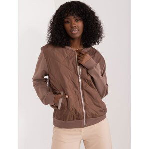 HNĚDÁ PROŠÍVANÁ BOMBER MIKINA RV-BL-8223.05-BROWN Velikost: L/XL