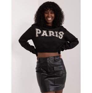 ČERNÝ CROP SVETR S NÁPISEM PARIS BA-SW-1489.24-BLACK Velikost: ONE SIZE