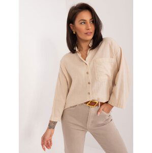 BÉŽOVÁ BAVLNĚNÁ OVERSIZE KOŠILE BP-KS-1135.06-BEIGE Velikost: XL