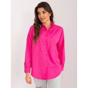 TMAVĚ RŮŽOVÁ OVERSIZE PRODLOUŽENÁ KOŠILE BP-KS-1026-1.19-DARK PINK Velikost: M