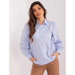 SVĚTLE MODRÁ ELEGANTNÍ KOŠILE S PROLAMOVÁNÍM -BP-KS-1146.60-LIGHT BLUE Velikost: XL