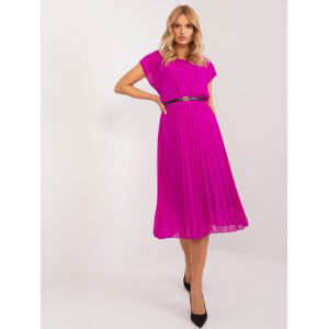 FUCHSIOVÉ PLISOVANÉ MIDI ŠATY DHJ-SK-8839-1.23X-PURPLE Velikost: ONE SIZE