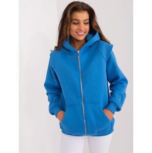 MODRÁ OVERSIZE MIKINA S KAPUCÍ BA-BL-3027.28-BLUE Velikost: M