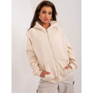 SVĚTLE BÉŽOVÁ OVERSIZE MIKINA S KAPUCÍ BA-BL-3027.28-LIGHHT BEIGE Velikost: M