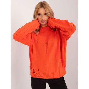 ORANŽOVÝ DĚROVANÝ SVETR -BA-SW-0648.27-ORANGE Velikost: ONE SIZE