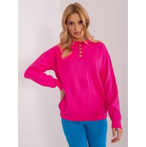 NEONOVĚ RŮŽOVÝ SVETR S OZDOBNÝMI KNOFLÍKY BA-SW-1493.43-FLUO PINK Velikost: ONE SIZE