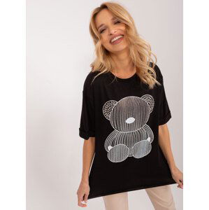 ČERNÉ OVERSIZE TRIČKO S POTISKEM MEDVÍDKA PM-TS-4575.30-BLACK Velikost: S