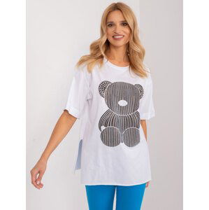 BÍLÉ OVERSIZE TRIČKO S POTISKEM MEDVÍDKA PM-TS-4575.30-WHITE Velikost: L