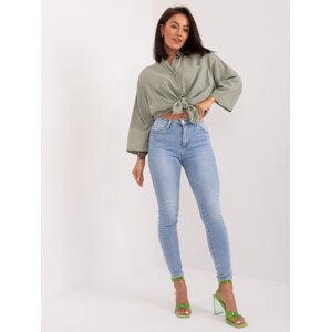 SVĚTLE MODRÉ DÁMSKÉ SKINNY DŽÍNY -PM-SP-S36167-5.32-LIGHT BLUE Velikost: 29