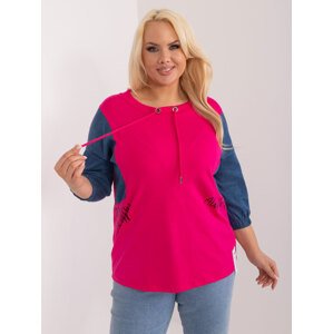 TMAVĚ MODRÉ TRIČKO S 3/4 RUKÁVEM RV-BZ-9401.24-DARK PINK Velikost: ONE SIZE