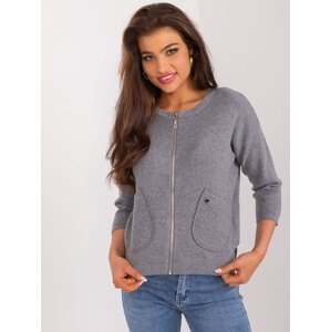 TMAVĚ ŠEDÝ SVETR NA ZIP S KAPSAMI PM-SW-B02A.38X-DARK GREY Velikost: S/M