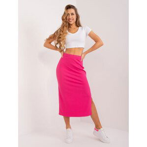 TMAVĚ RŮŽOVÁ MIDI SUKNĚ S ROZPARKEM LK-SD-509624.48-DARK PINK Velikost: S/M