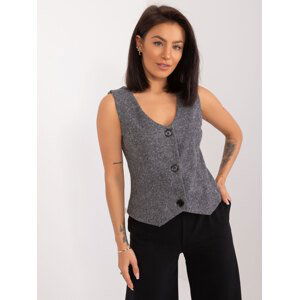 ŠEDO-ČERNÁ ELEGANTNÍ VESTA -LK-KZ-509564-2.15X-GREY-BLACK Velikost: S/M