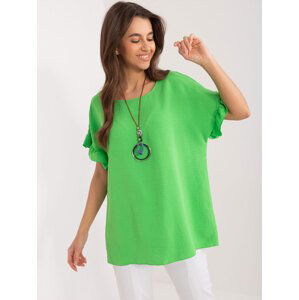 SVĚTLE ZELENÁ OVERSIZE HALENKA S NÁHRDELNÍKEM DHJ-BZ-8336.04-LIGHT GREEN Velikost: ONE SIZE