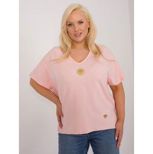 SVĚTLE RŮŽOVÁ ASYMETRICKÁ HALENKA S VÝSTŘIHEM -FA-BZ-9178.30-LIGHT PINK Velikost: ONE SIZE