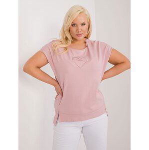 SVĚTLE RŮŽOVÉ ASYMETRICKÉ TRIČKO S NÁŠIVKOU FA-BZ-9173.29X-LIGHT PINK Velikost: ONE SIZE