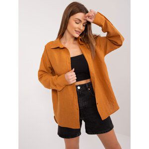 SVĚTLE HNĚDÁ BAVLNĚNÁ KOŠILE -FA-KS-9152.30-LIGHT BROWN Velikost: S/M