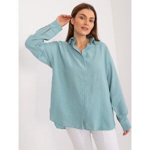 TYRKYSOVÁ BAVLNĚNÁ KOŠILE -FA-KS-9152.30-TURQUOISE Velikost: S/M