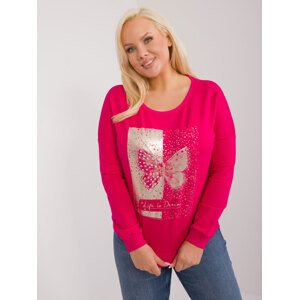 TMAVĚ RŮŽOVÉ TRIČKO S POTISKEM RV-BZ-8273.03-DARK PINK Velikost: ONE SIZE