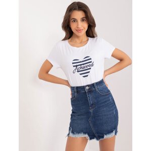 BÍLO-TMAVĚ MODRÉ TRIČKO S POTISKEM SRDÍČKA RV-TS-9667.19-WHITE-DARK BLUE Velikost: S/M