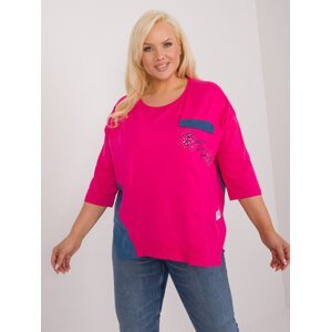 Tmavě růžové tričko s modrými detaily RV-BZ-9409.42-dark pink Velikost: ONE SIZE